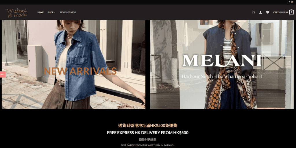 Melani di moda ecommerce website